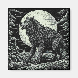 Vintager Werwolf vor dem Vollmond Magnet