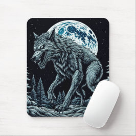 Vintager Werwolf wächst auf Vollmondnacht Mousepad