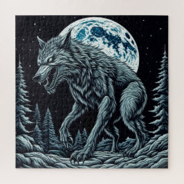 Vintager Werwolf wächst auf Vollmondnacht Puzzle