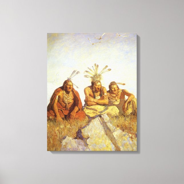 Vintager Westen, Wächter Krieg oder Frieden durch  Leinwanddruck (Vorderseite)