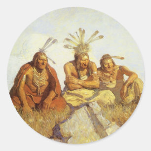 Vintager Westen, Wächter Krieg oder Frieden durch Runder Aufkleber