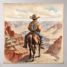 Vintager Western Art Brünetter Junge Poster
