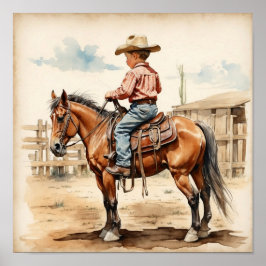 Vintager Western Art Brünetter Junge Poster