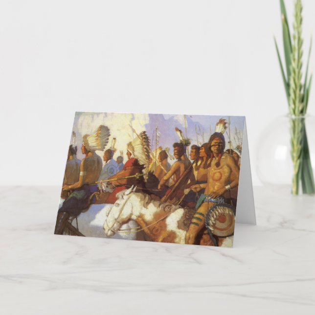 Vintager Western Art, Party des Indischen Krieges  Karte (Vorderseite)