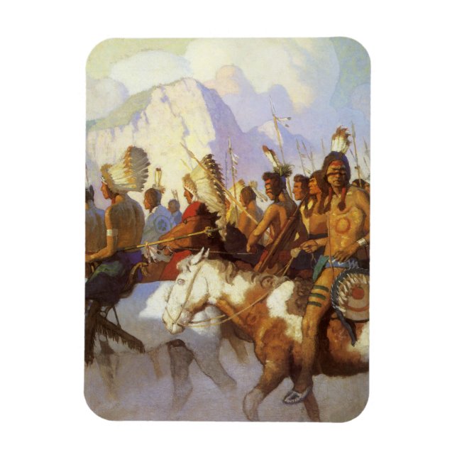 Vintager Western Art, Party des Indischen Krieges  Magnet (Vertikal)
