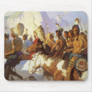 Vintager Western Art, Party des Indischen Krieges  Mousepad