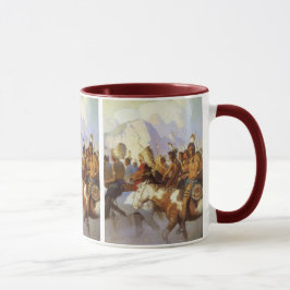 Vintager Western Art, Party des Indischen Krieges Tasse