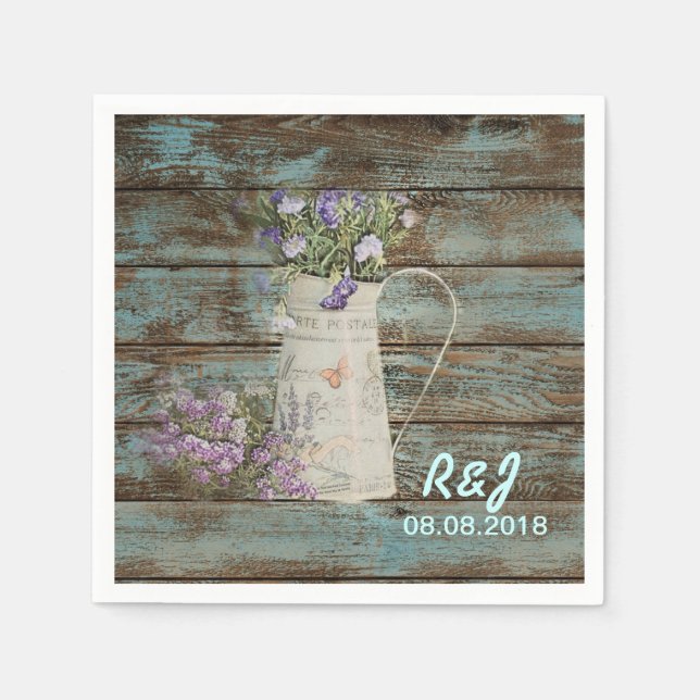 Vintager Western Blütenholz Serviette (Vorderseite)