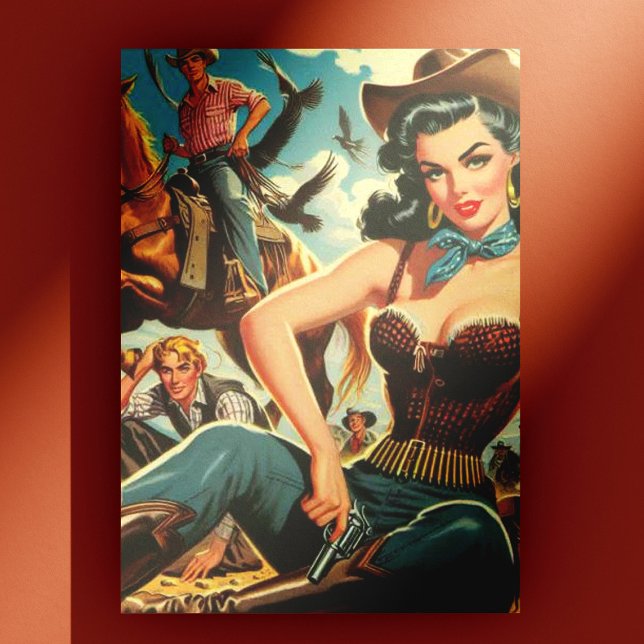 Vintager Western Country Girl Postkarte (Von Creator hochgeladen)