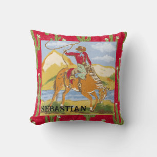 Vintager Western Cowboy auf Bucking Horse Kissen