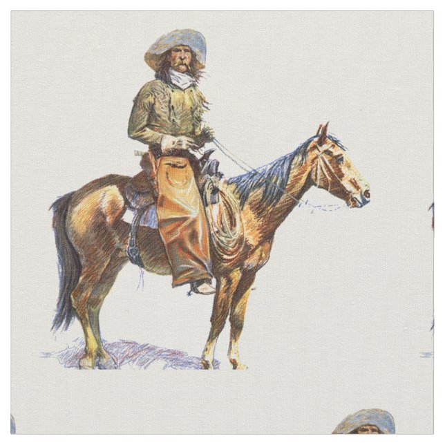 Vintager Western-Cowboy auf Pferdegewebe Stoff (Nahaufnahme)