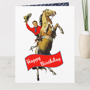 Vintager Western Cowboy Aufziehen Pferd Geburtstag Karte