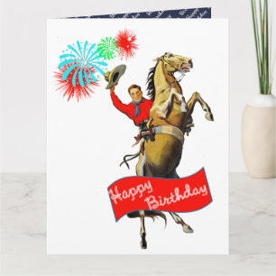 Vintager Western Cowboy Aufziehen Pferd Geburtstag Karte