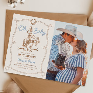 Vintager Western Cowboy Baby Dusche Foto Einladung