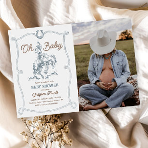 Vintager Western Cowboy Baby Dusche Foto Einladung