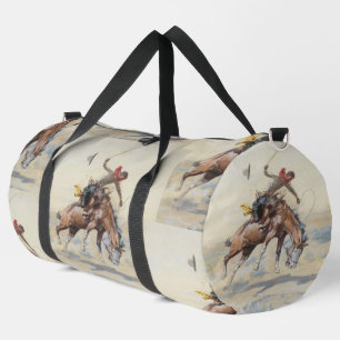 Vintager Western Cowboy beim Buckpferd Duffle Bag