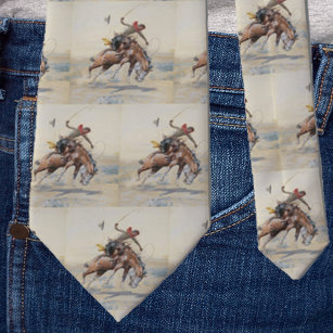 Vintager Western Cowboy beim Buckpferd Krawatte