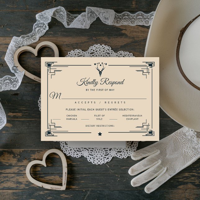 Vintager Western Cowboy Country Meetings RSVP (western wedding RSVP reply cowboy cowgirl country rustic ranch barn outdoor vintage southwest desert)