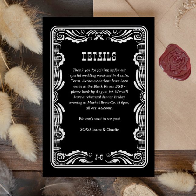 Vintager Western Cowboy Country Wedding Details RSVP Karte (Von Creator hochgeladen)