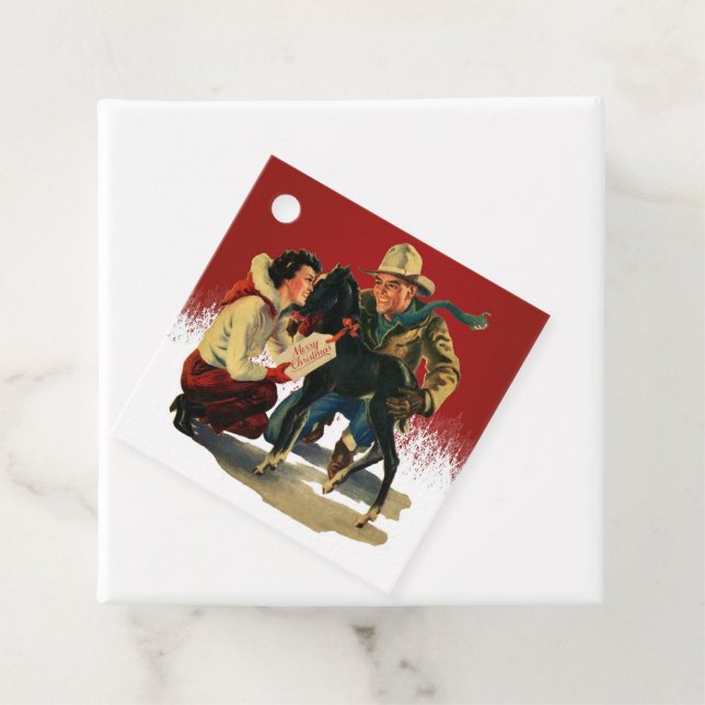 Vintager Western Cowboy Cowgirl HorChristmas Geschenkanhänger (Beispiel)