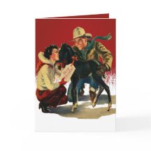 Vintager Western Cowboy Cowgirl HorChristmas