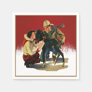 Vintager Western Cowboy Cowgirl Horst Weihnachten Serviette