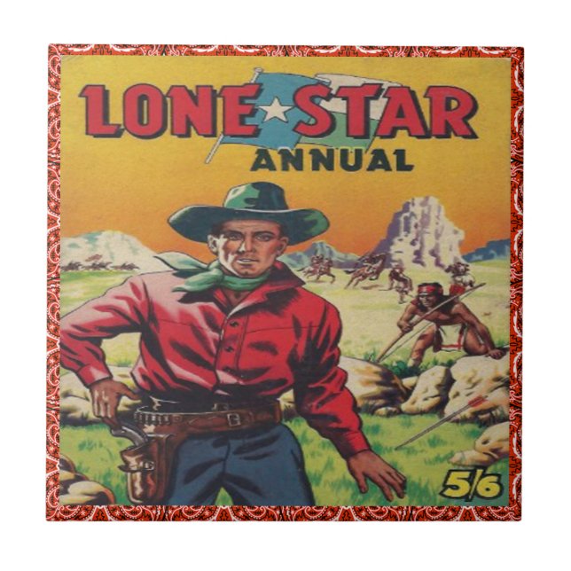 Vintager Western-Cowboy-einziger Stern Fliese (Vorderseite)