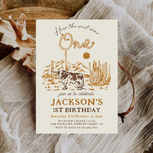Vintager Western Cowboy First Rodeo 1. Geburtstag Einladung