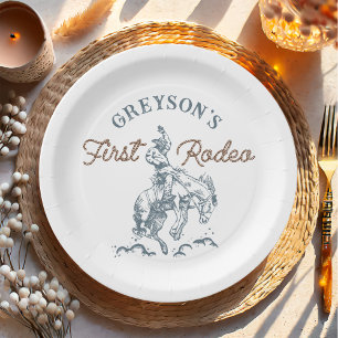 Vintager Western Cowboy First Rodeo 1. Geburtstag Pappteller