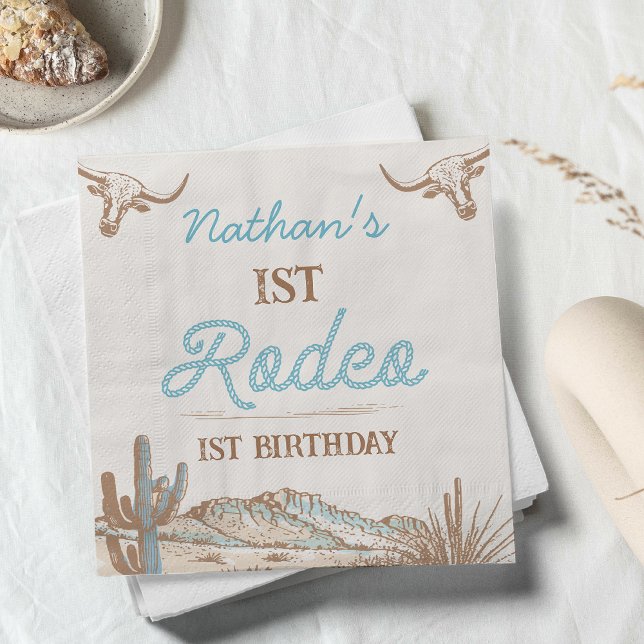 Vintager Western Cowboy First Rodeo 1. Geburtstag Serviette (Boys First Rodeo Birthday Party Paper Napkin, Vintage 1st Rodeo Birthday Napkin, Western, Wild West )
