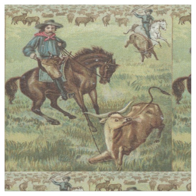 Vintager Western-Cowboy-Ochse-Roping Gewebe Stoff (Nahaufnahme)