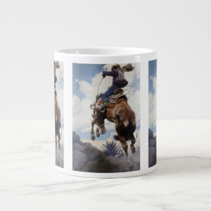 Vintager Western Cowboys, Bucking von NC Wyeth Jumbo-Tasse