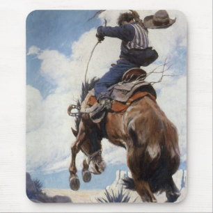 Vintager Western Cowboys, Bucking von NC Wyeth Mousepad