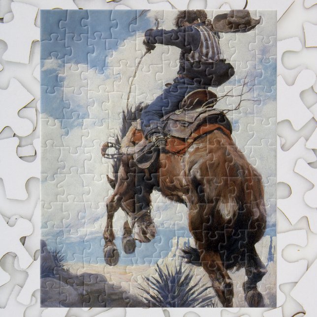 Vintager Western Cowboys, Bucking von NC Wyeth Puzzle (Von Creator hochgeladen)