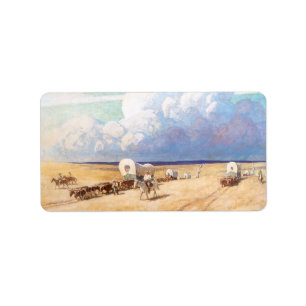 Vintager Western Cowboys, Deckwagen von Wyeth Adressaufkleber
