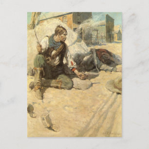 Vintager Western Cowboys, Hopalong by NC Wyeth Postkarte