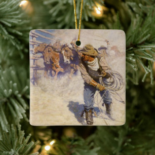 Vintager Western Cowboys, In the Corral von NC Wye Keramikornament