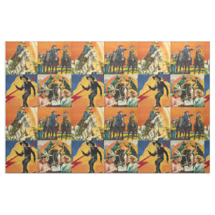 Vintager Western Cowboys Movie Poster Blocks 9" Stoff
