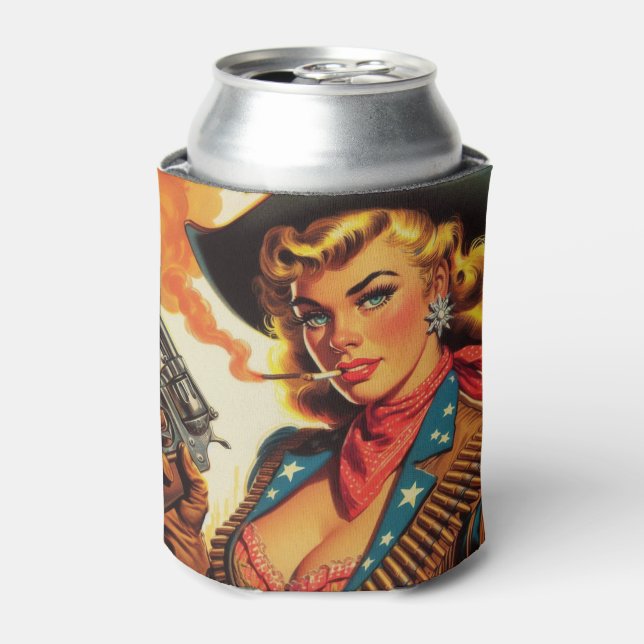 Vintager Western Cowgirl Button Up Dosenkühler (Kanne Vorderseite)