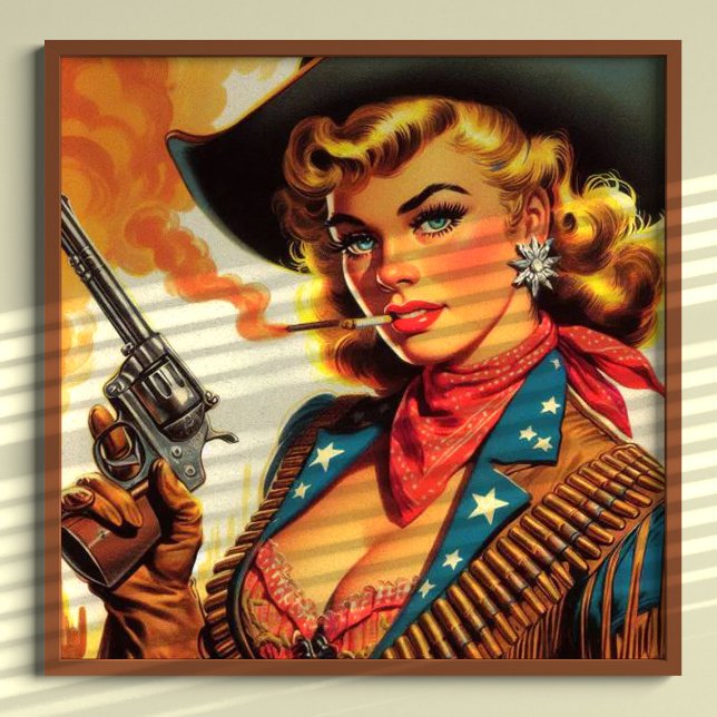 Vintager Western Cowgirl Button Up Poster (Von Creator hochgeladen)