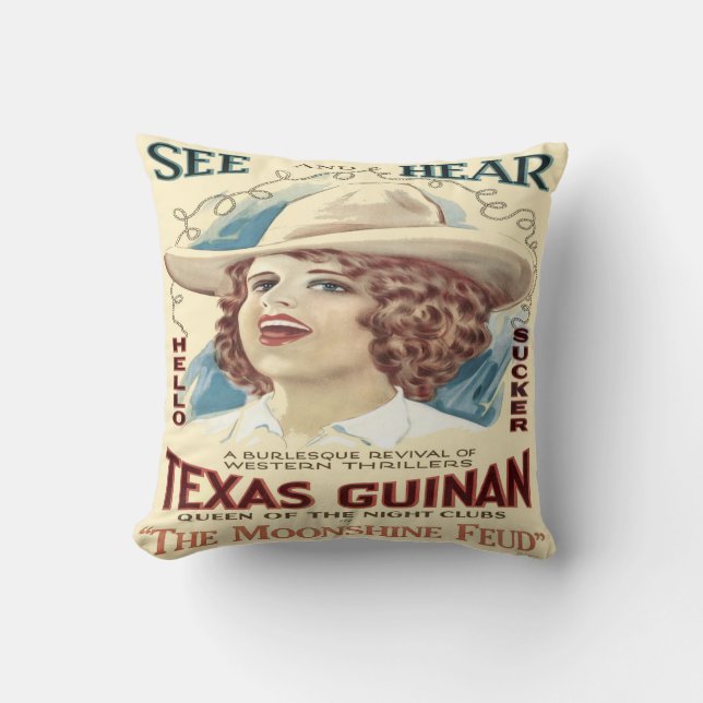 Vintager Western Cowgirl Singer Texas Guinan Kissen (Vorderseite)