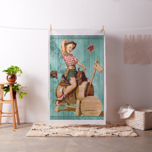 Vintager Western Cowgirl Sittin Hübsch -Lg. druck Stoff