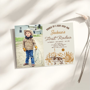 Vintager Western Erste Rodeo 1. Geburtstag Foto Einladung