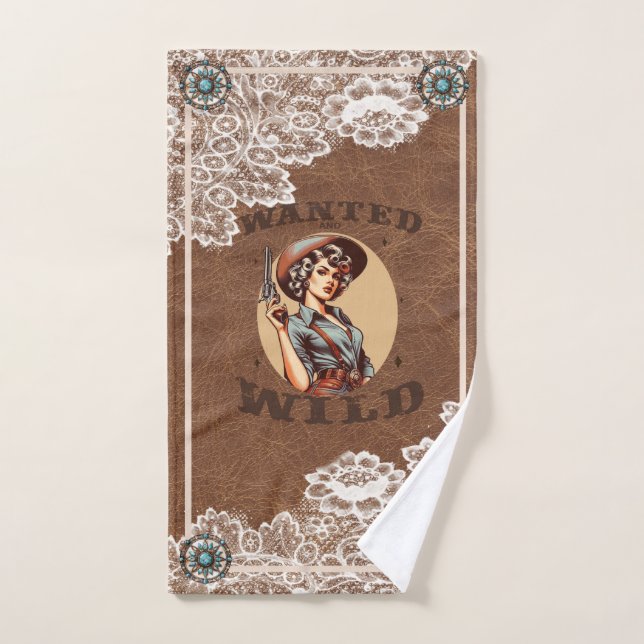 Vintager Western Gewollt und Wild Cowgirl Handtuch (Handtuch)
