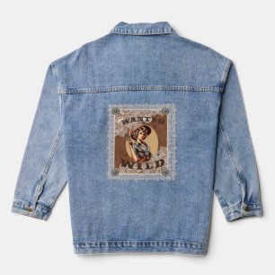 Vintager Western Gewollt und Wild Cowgirl Jeansjacke