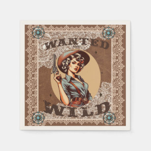 Vintager Western Gewollt und Wilder Cocktail Cowgi Serviette