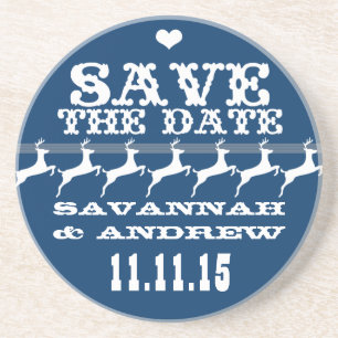 Vintager Western Hirsch Save the Date Farbe auswäh Getränkeuntersetzer