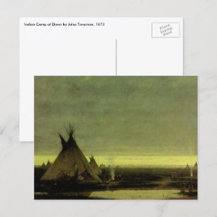 Vintager Western, Indisches Lager in der Morgendäm Postkarte