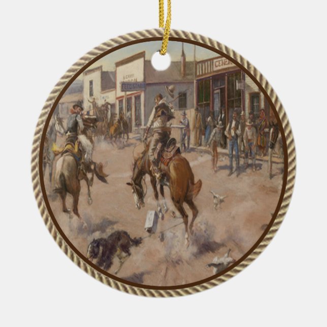 Vintager Western Keramik Ornament (Vorne)