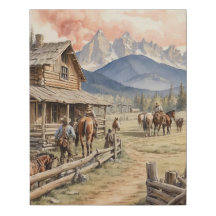 Vintager Western Pioneer Rustikale Blockhütte